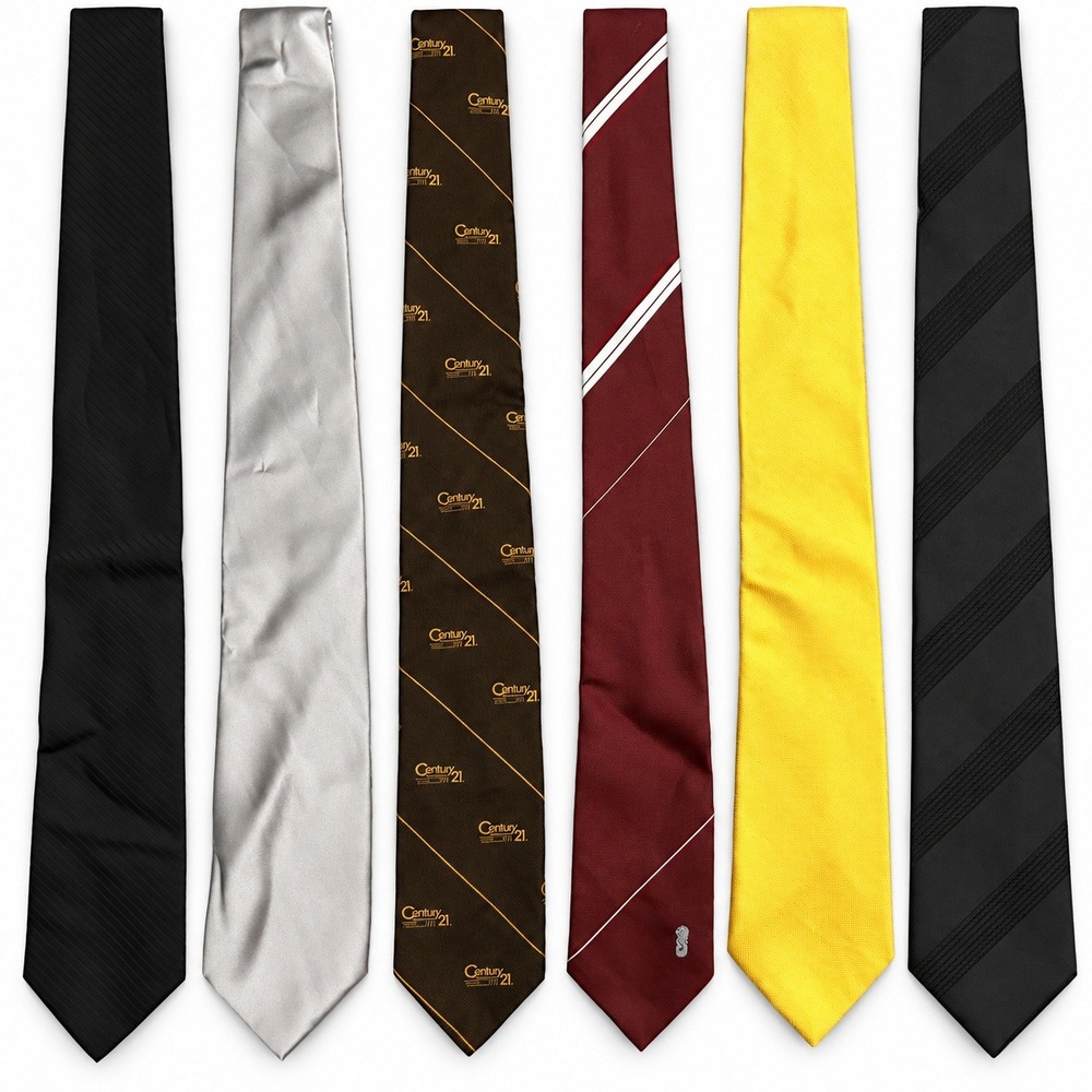 Business Necktie Lot Mens OS Multicolored Good Century 21 Striped Solid 6pc